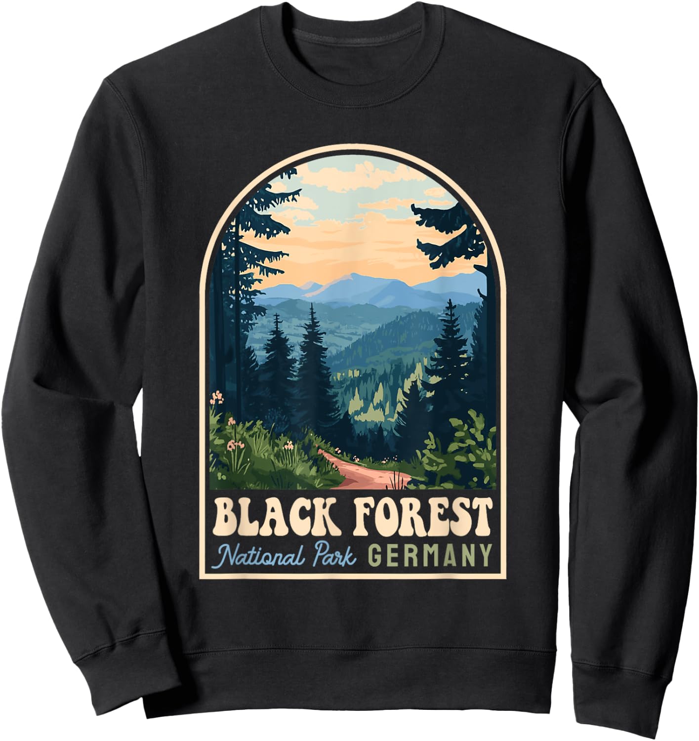 Black Forest National Park Germany Retro Travel Souvenir Sweatshirt - Sweatshirt | Black