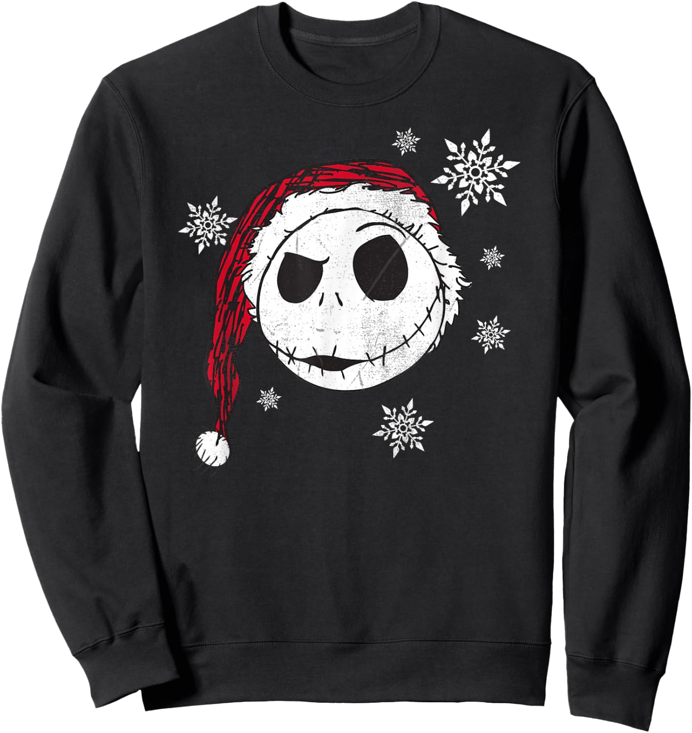 Disney Nightmare Before Christmas Snowflake Holiday Short Sleeve Sweatshirt - Sweatshirt | Black