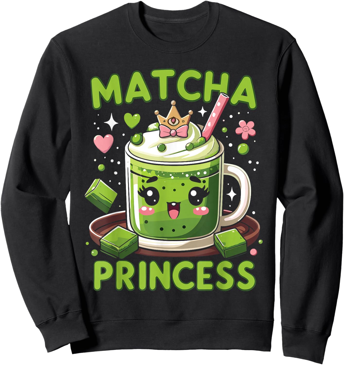 Green Tea Matcha Princess Matcha Lover Japanese Tea Sweatshirt - Sweatshirt | Black