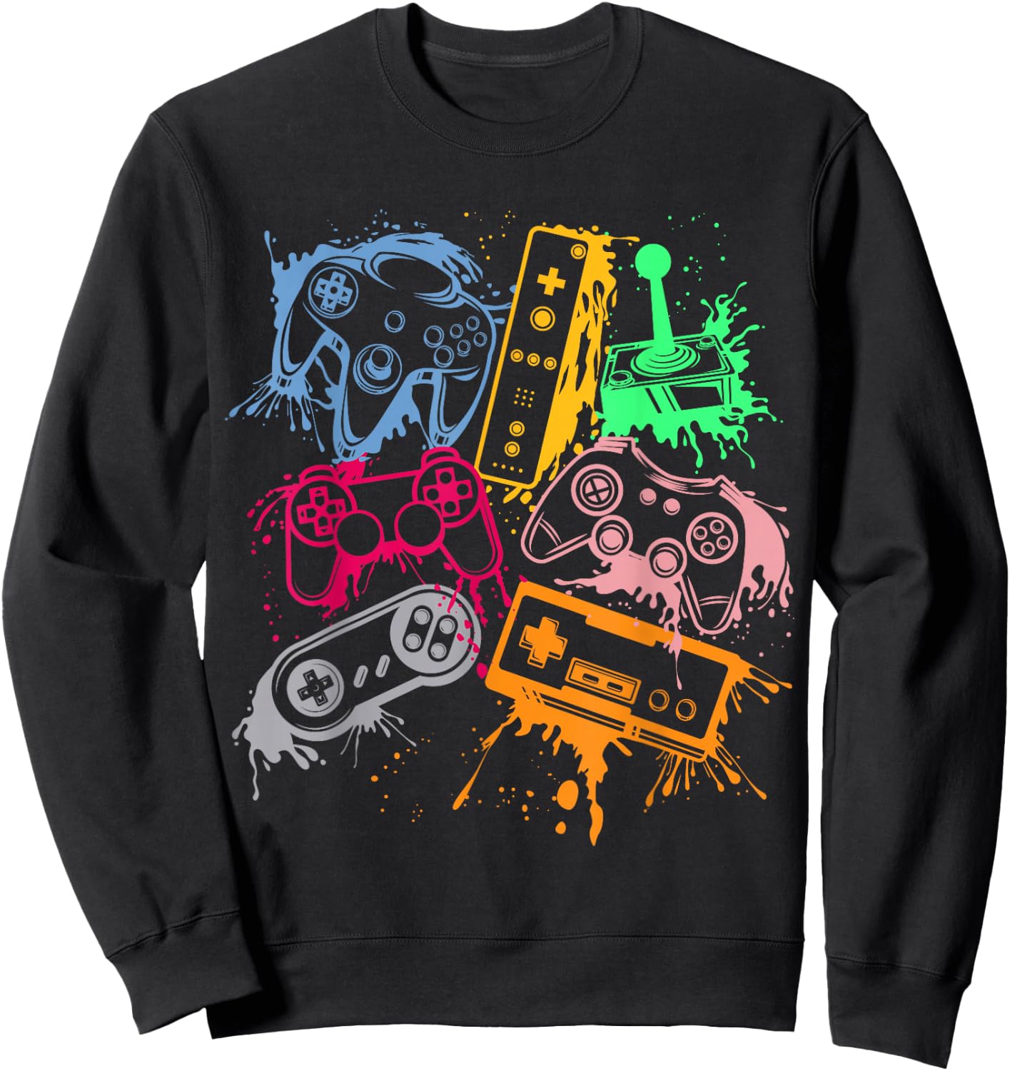 Video Game Console Controllers Retro 80's 90's Arcade Gamer Sweatshirt - Sweatshirt | Black