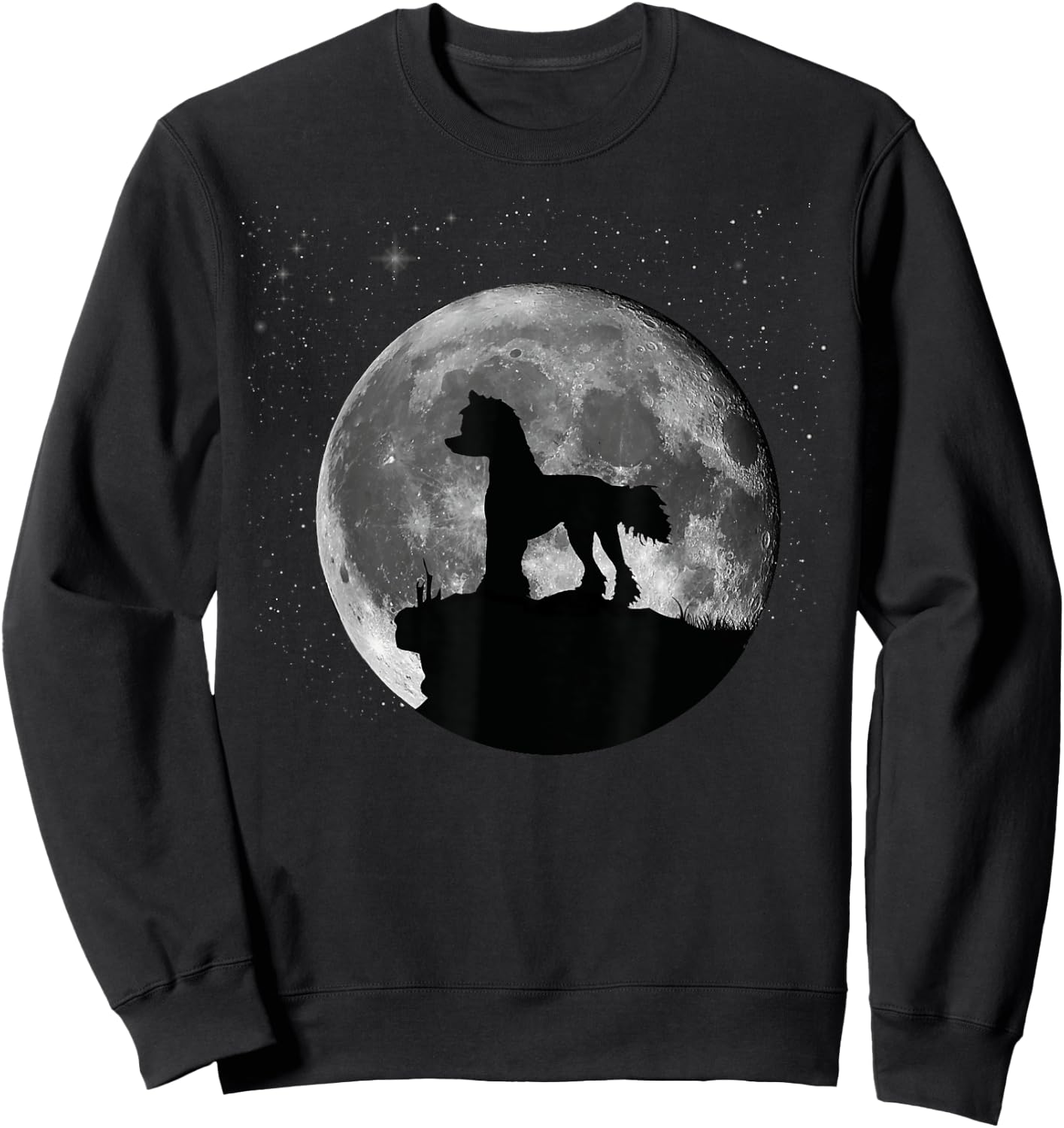 Chinese Crested Dog Moon Women Kids Sweatshirt - Sweatshirt | Black