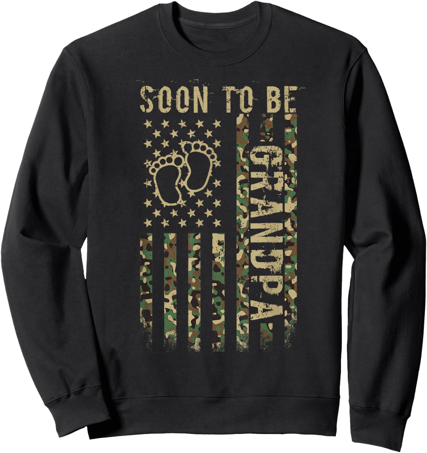 Soon To Be Grandpa American Flag Camouflage Grandpa US Flag Sweatshirt - Sweatshirt | Black