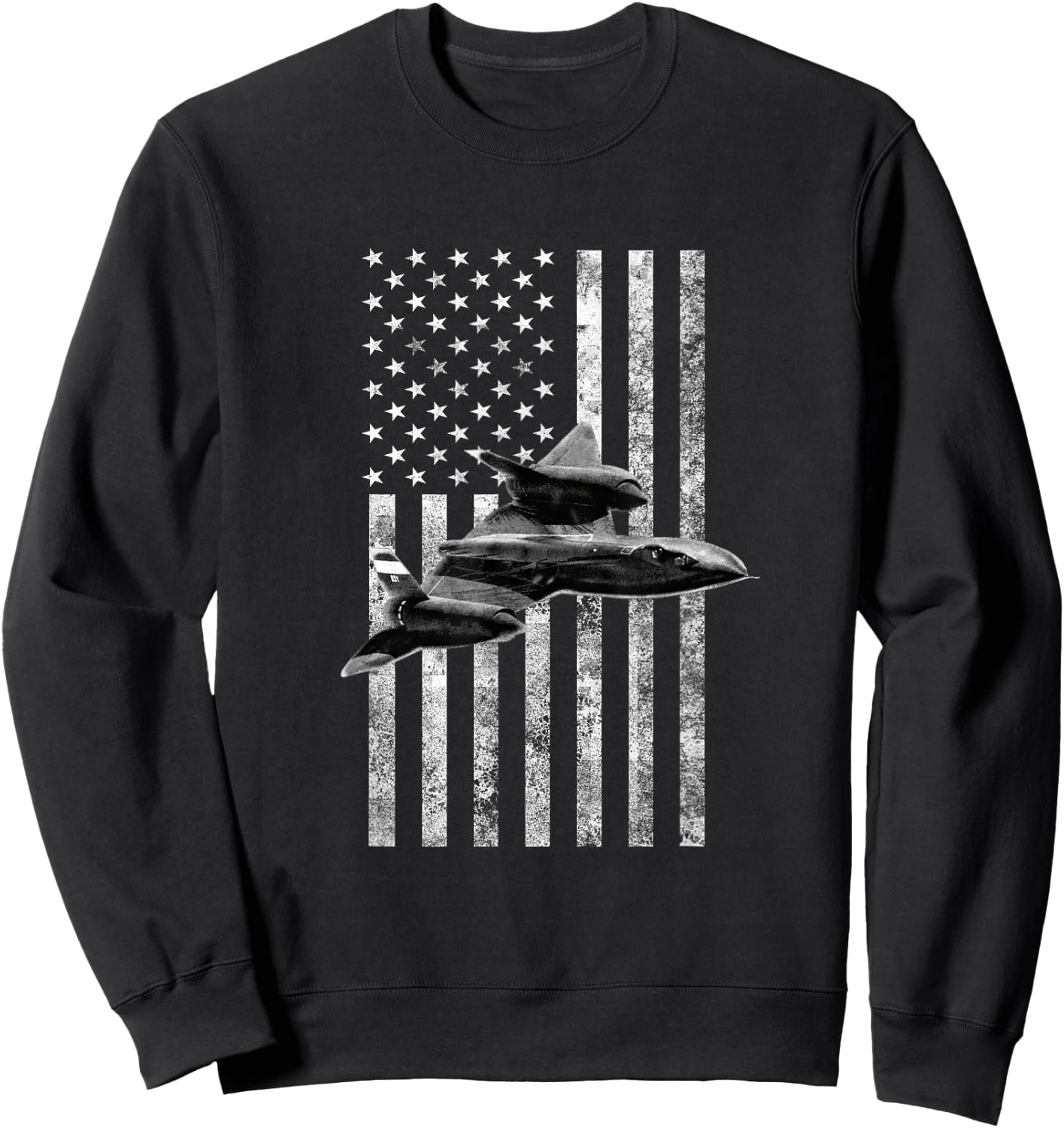 SR-71 Blackbird American USA Flag - Military Sweatshirt - Sweatshirt | Black