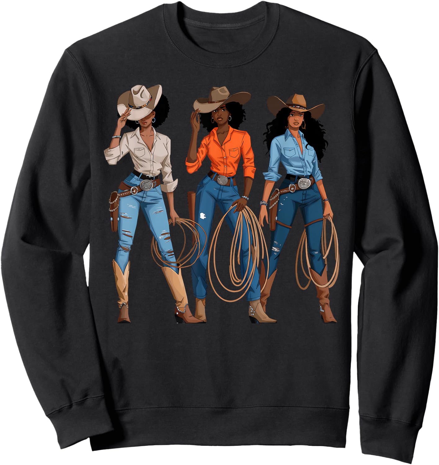 Black African American Cowgirl Western Country Rodeo Sweatshirt - Sweatshirt | Black