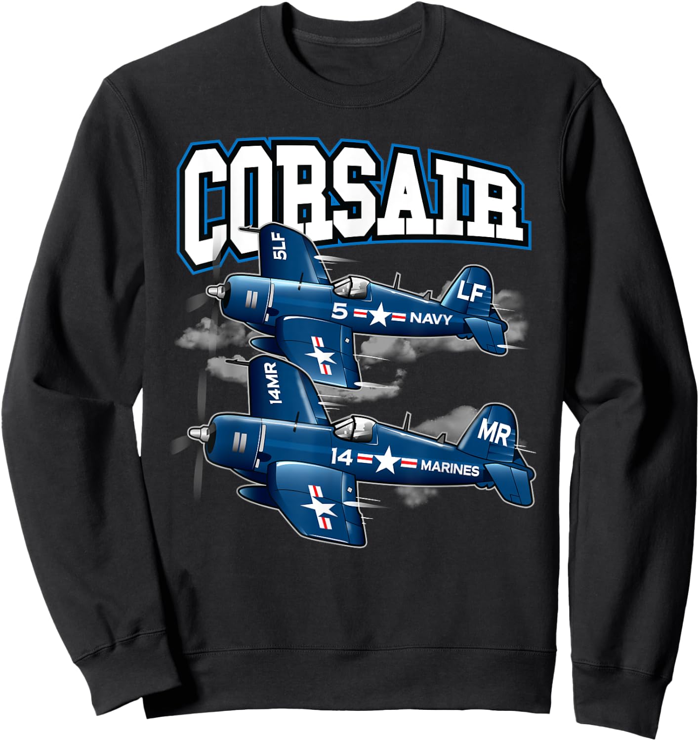 Corsair Warbird World War II Fighter Plane Pilot Gift Sweatshirt - Sweatshirt | Black