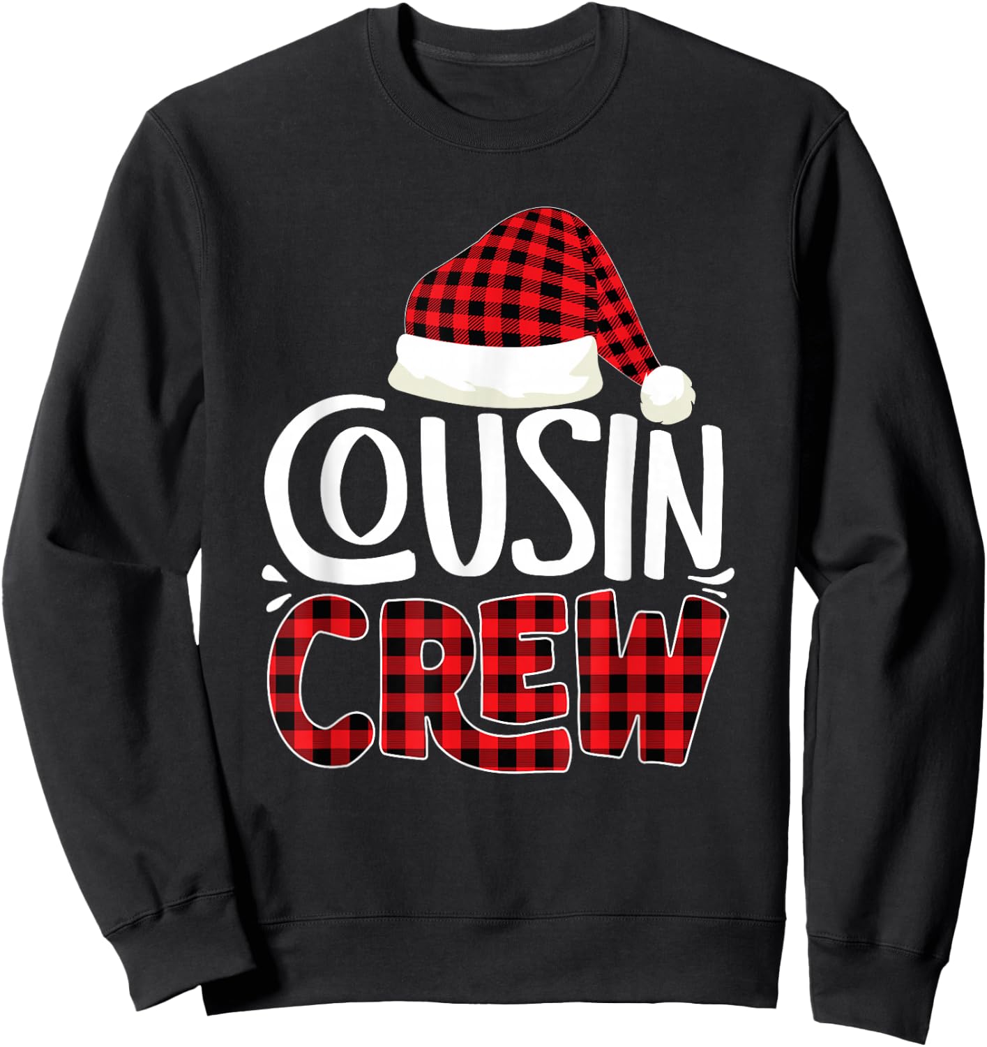 Cousin Crew Family Group Matching Christmas Pajama Party Sweatshirt - Sweatshirt | Black