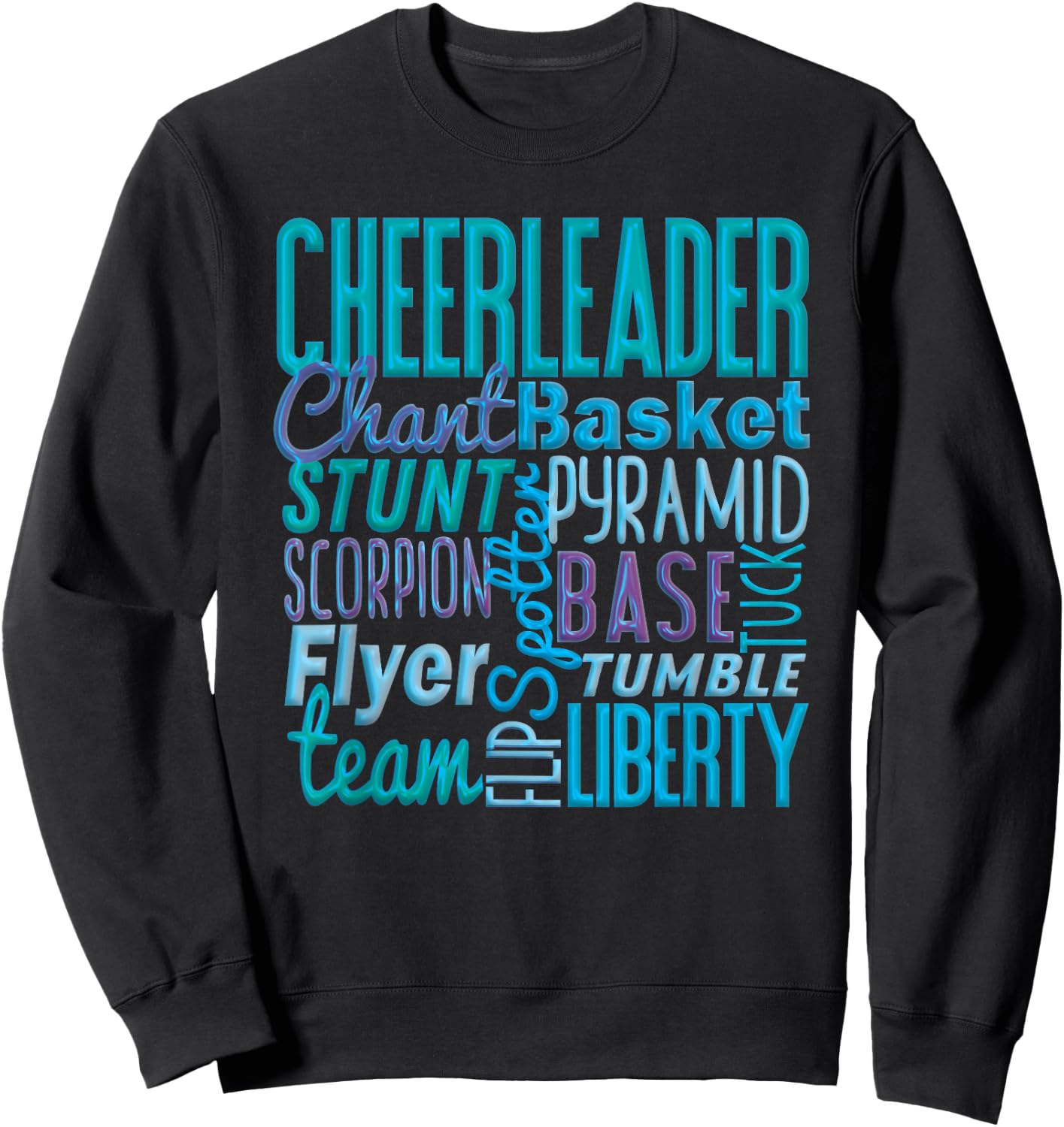 Cute Cheerleader Gift, Blue Cheer Moves Cheerleading Coach Sweatshirt - Sweatshirt | Black