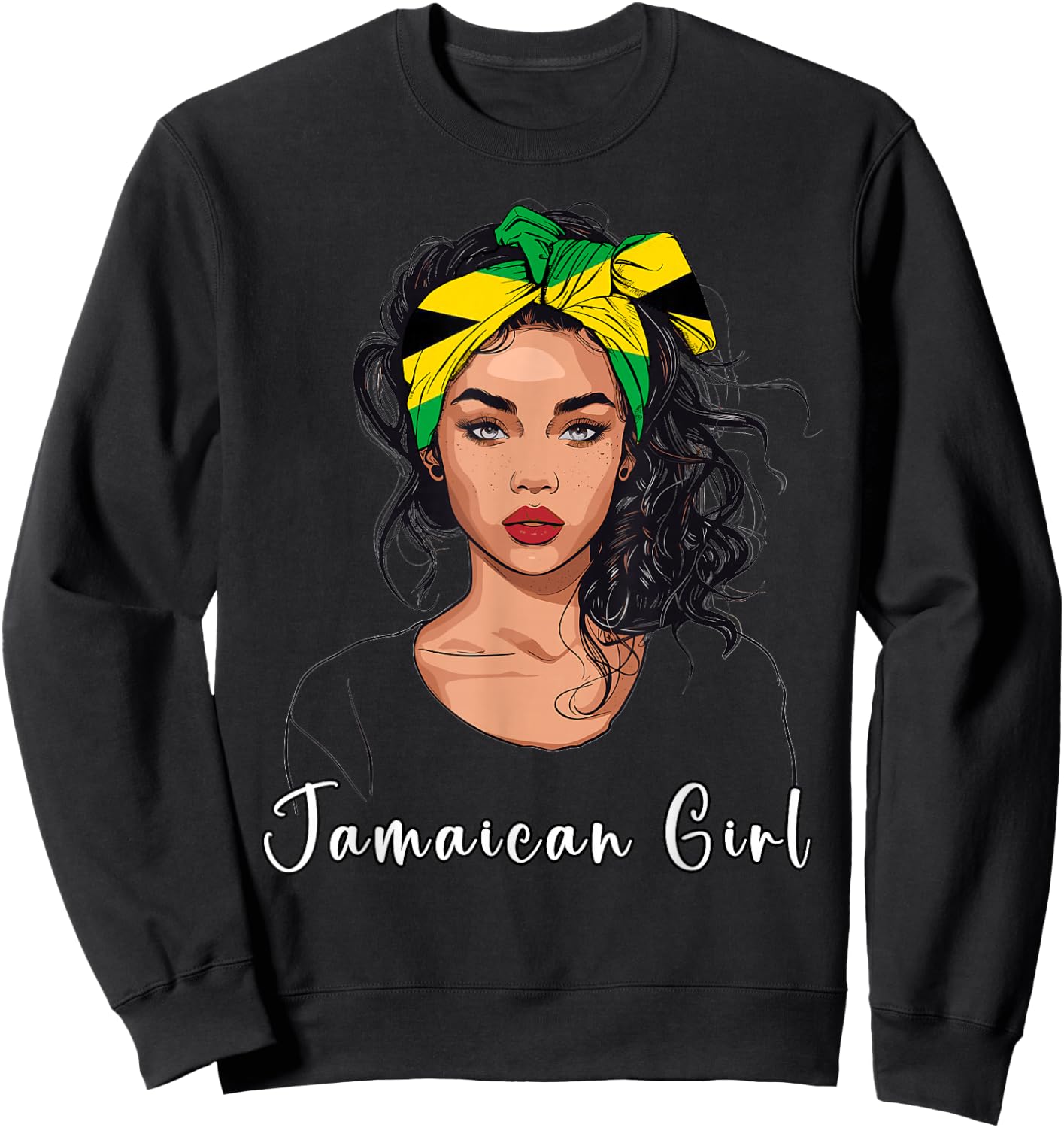 Jamaican Girl Flag Souvenirs Products Jamaica Sweatshirt - Sweatshirt | Black