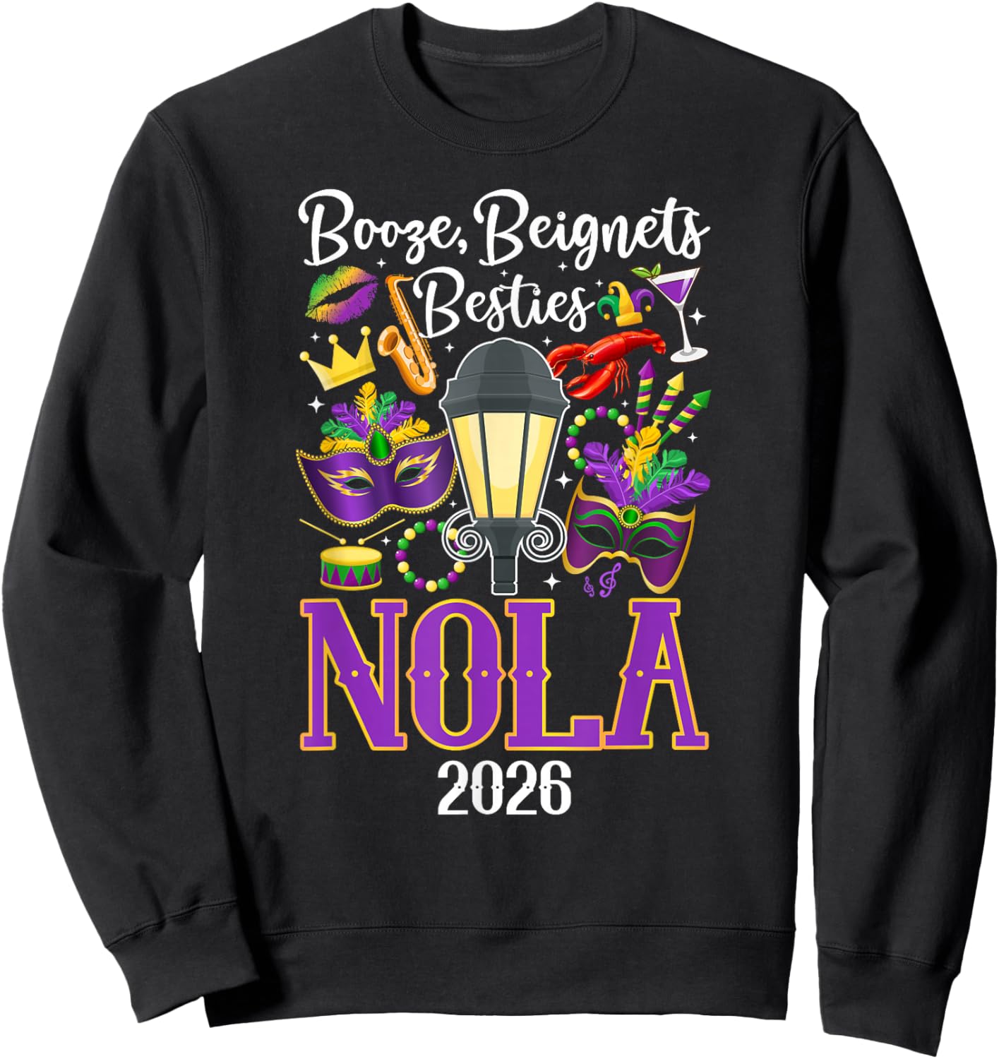 Funny New Orleans Besties Trip 2026 Best Friend Vacation Sweatshirt - Sweatshirt | Black