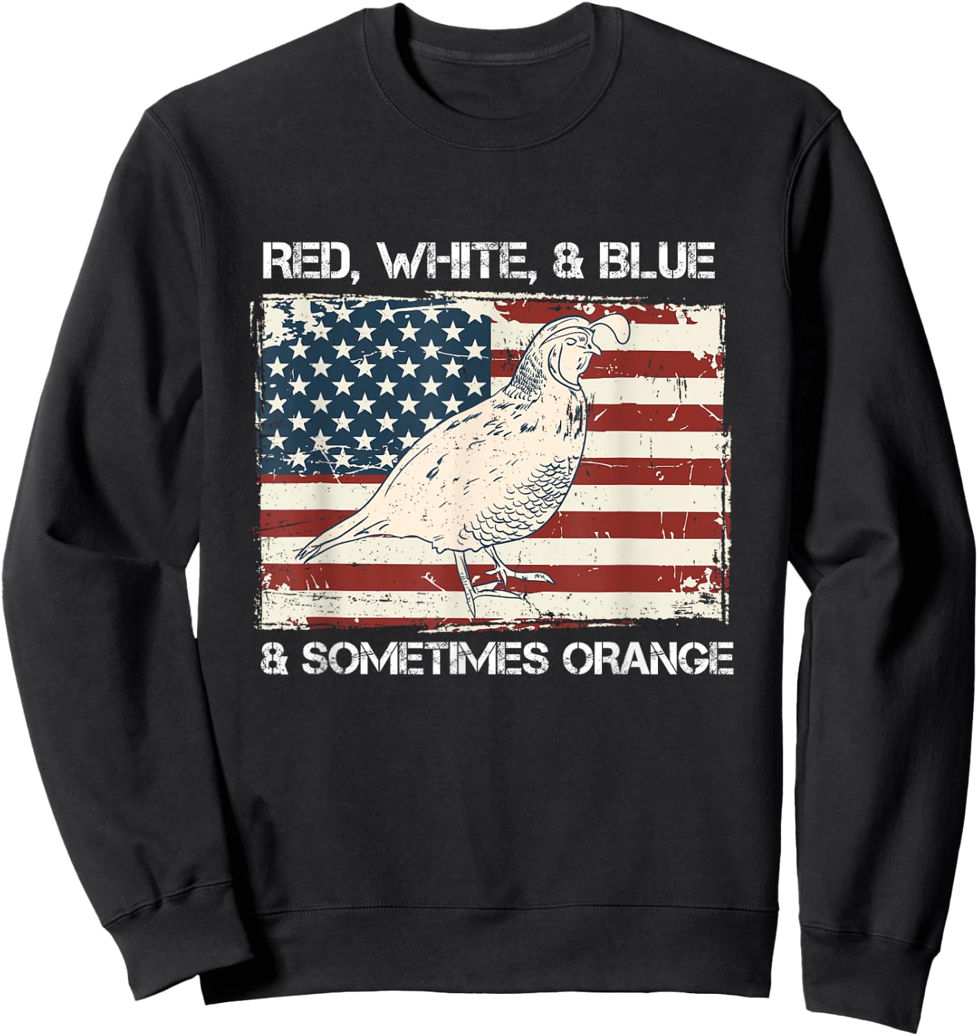 American Flag Quail Hunting Patriotic T Shirt Gift Kids Men Sweatshirt - Sweatshirt | Black