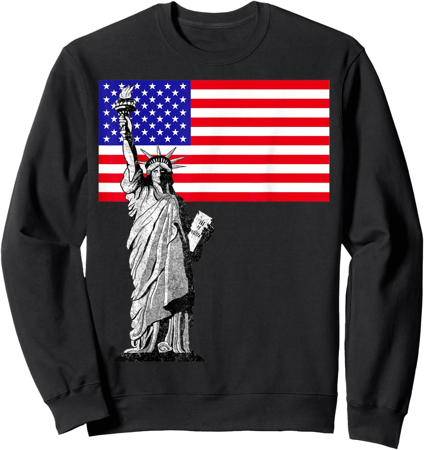Statue Of Liberty And USA Flag Sweatshirt - Sweatshirt | Black