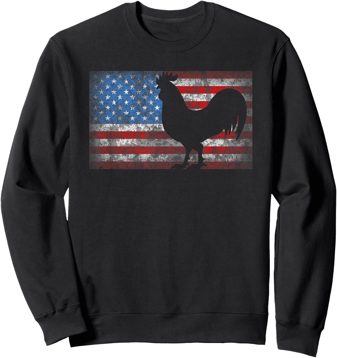 American Flag Rooster Chicken 4th of July Animal Gift Sweatshirt - Sweatshirt | Black