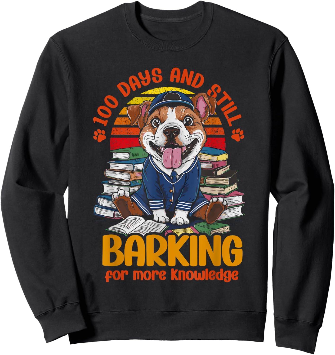 Dog 100 Days Of School Barking For More Knowledge Women Kids Sweatshirt - Sweatshirt | Black
