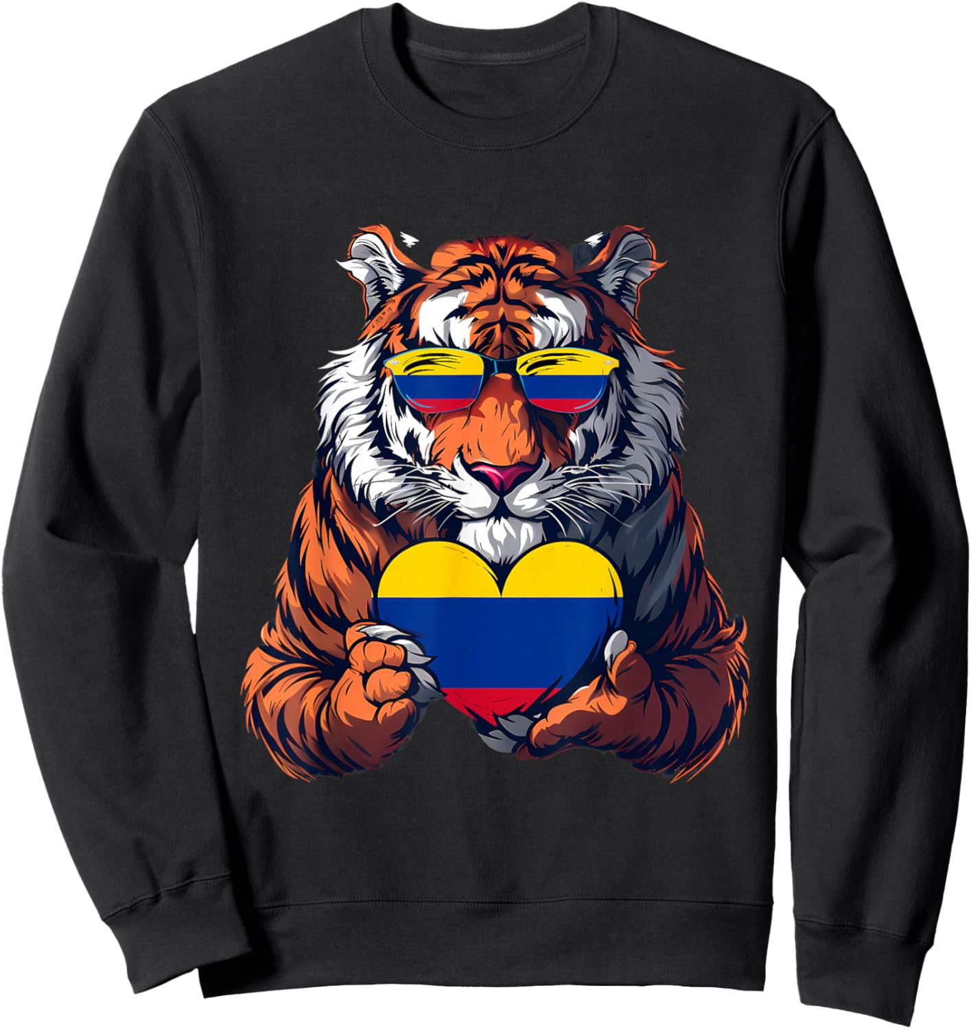 Colombia Heart Tiger Colombian Roots Colombian Flag Sweatshirt - Sweatshirt | Black