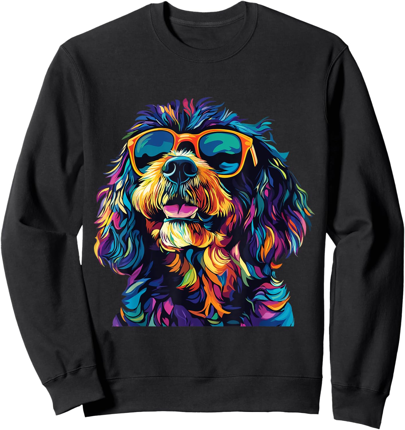 Bernedoodle Lover Sunglasses Pop Art Funny Bernedoodle Sweatshirt - Sweatshirt | Black