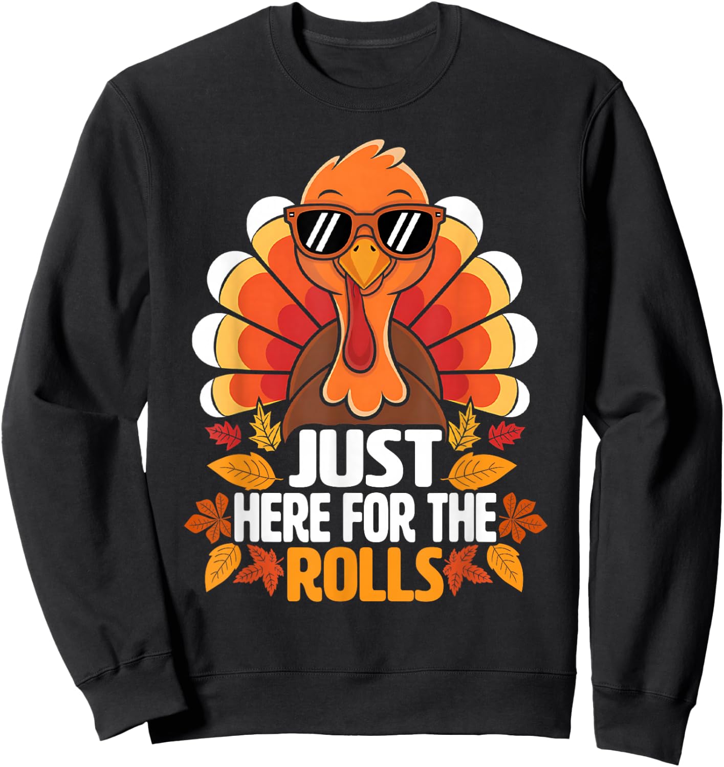 Just Here For The Rolls Thanksgiving Dinner Kids Picky Eater Sweatshirt - Sweatshirt | Black