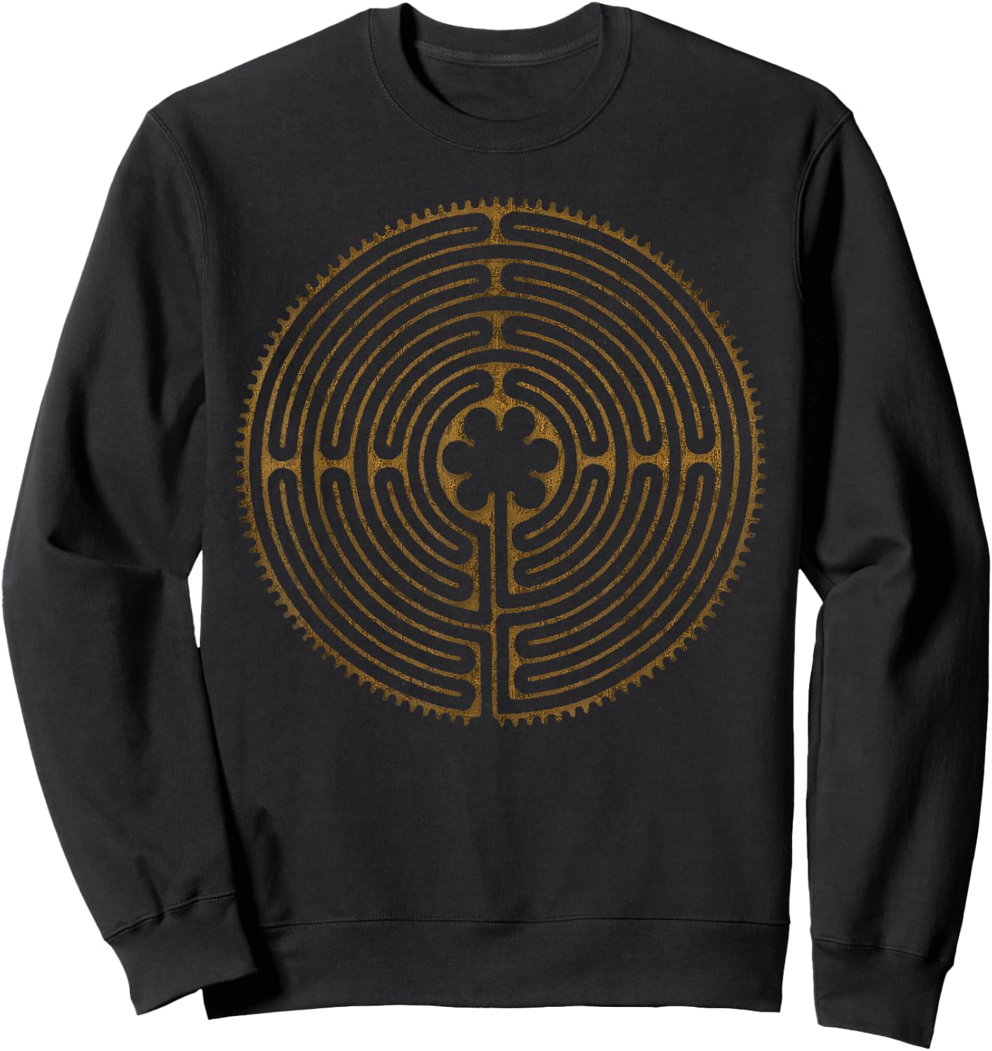 CHARTRES Labyrinth - Antique Style Symbol Sweatshirt - Sweatshirt | Black