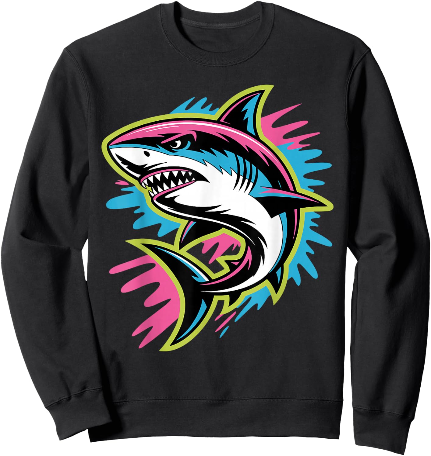 Cool Shark Art Women Kids Boys Girls Shark Lover Sweatshirt - Sweatshirt | Black