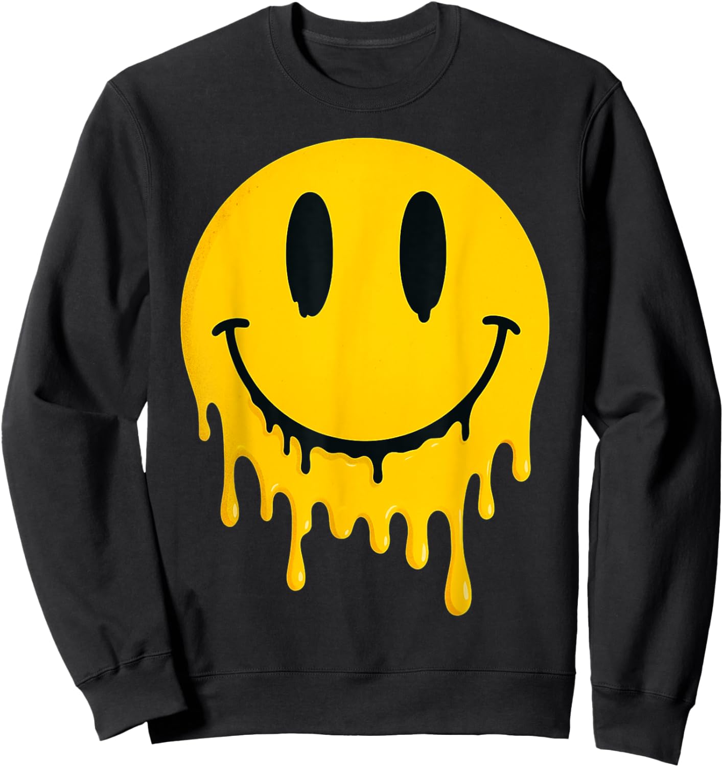 Melting Smile Face Happy Smiling Dripping Emoticons Kids Sweatshirt - Sweatshirt | Black