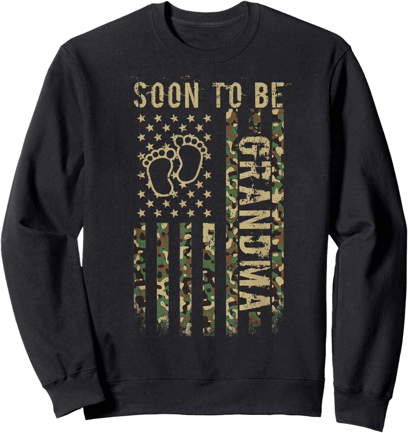 Soon To Be Grandma American Flag Camouflage Grandma Camo Sweatshirt - Sweatshirt | Black