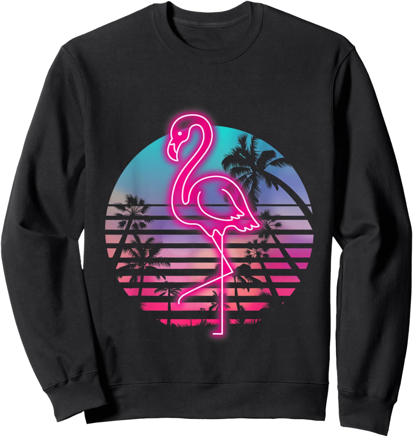 Zoo Animal Tropic Summer Sunrise Gift Flamingo Sweatshirt - Sweatshirt | Black