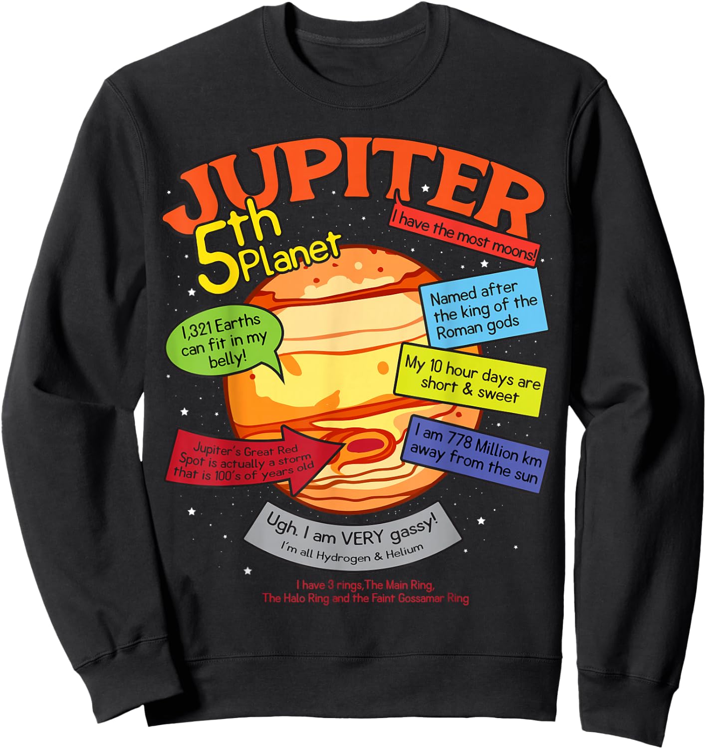 Teaching, learning, about space - Jupiter, planets, gift Sweatshirt - Sweatshirt | Black