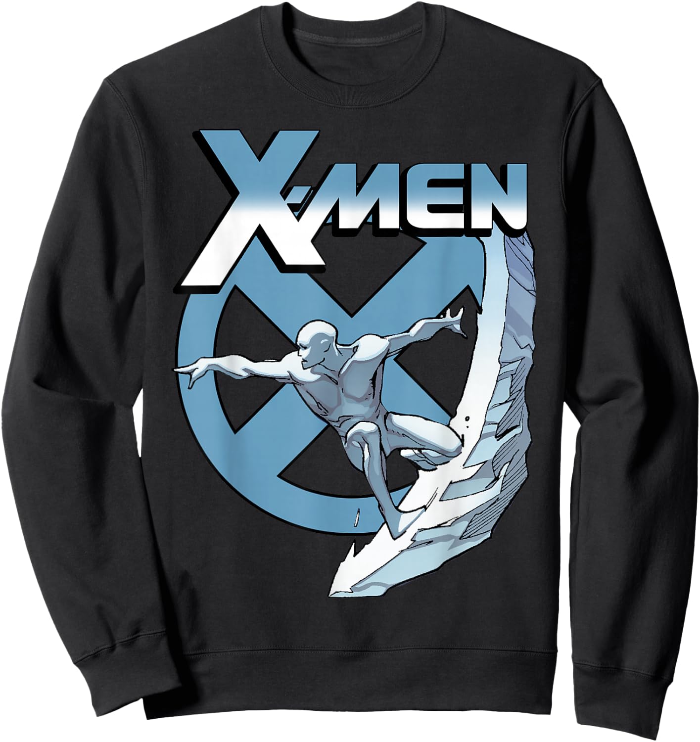 Marvel X-Men Iceman Blue X Epic Cold Slide Graphic Sweatshirt - Sweatshirt | Black