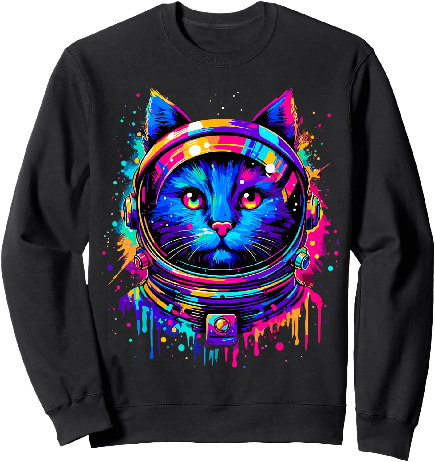 Cat Astronaut Space Funny Cat Sweatshirt - Sweatshirt | Black