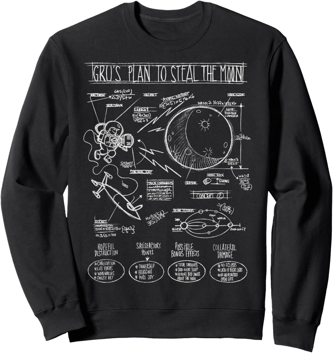 Despicable Me Minions Gru's Moon Plans Graphic Sweatshirt - Sweatshirt | Black
