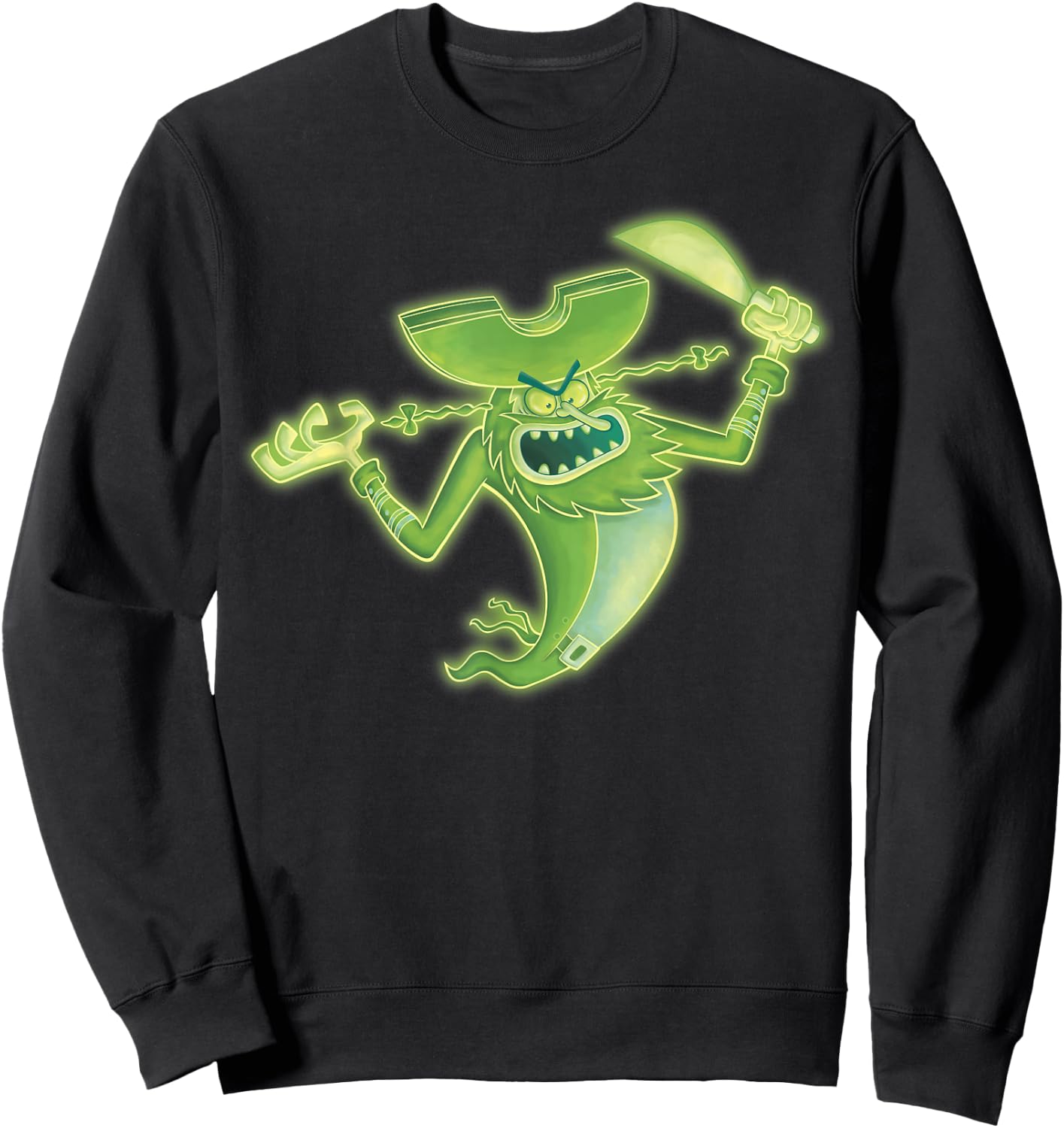 SpongeBob SquarePants Neon Glowing Flying Dutchman Sweatshirt - Sweatshirt | Black