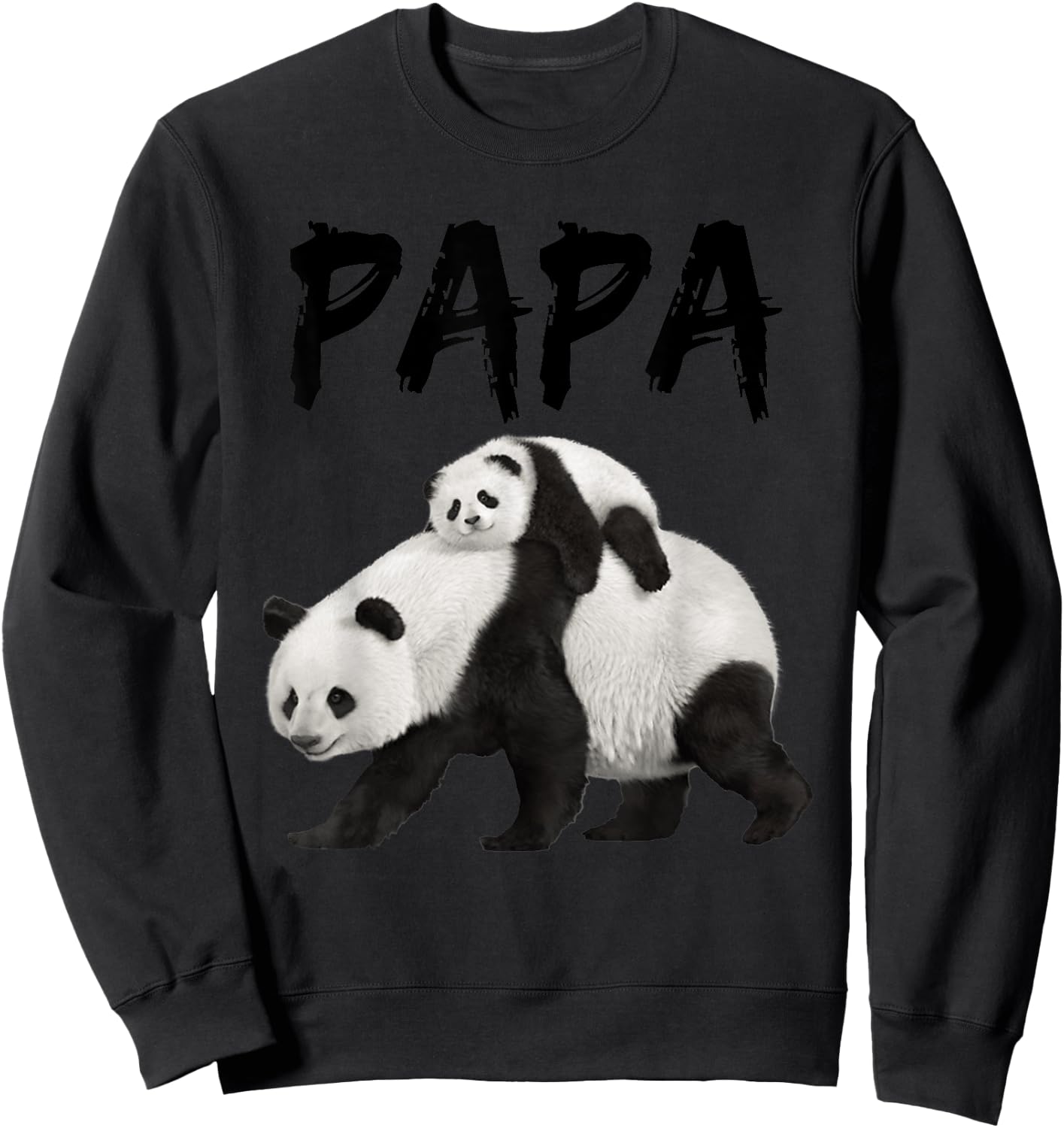 Cool Graphic Design Panda Papa Bear Dad Sweatshirt - Sweatshirt | Black