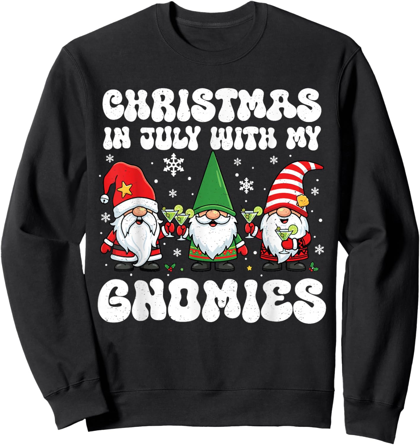 Funny Gnomes Summer Christmas in July Xmas Men Women Kids Sweatshirt - Sweatshirt | Black