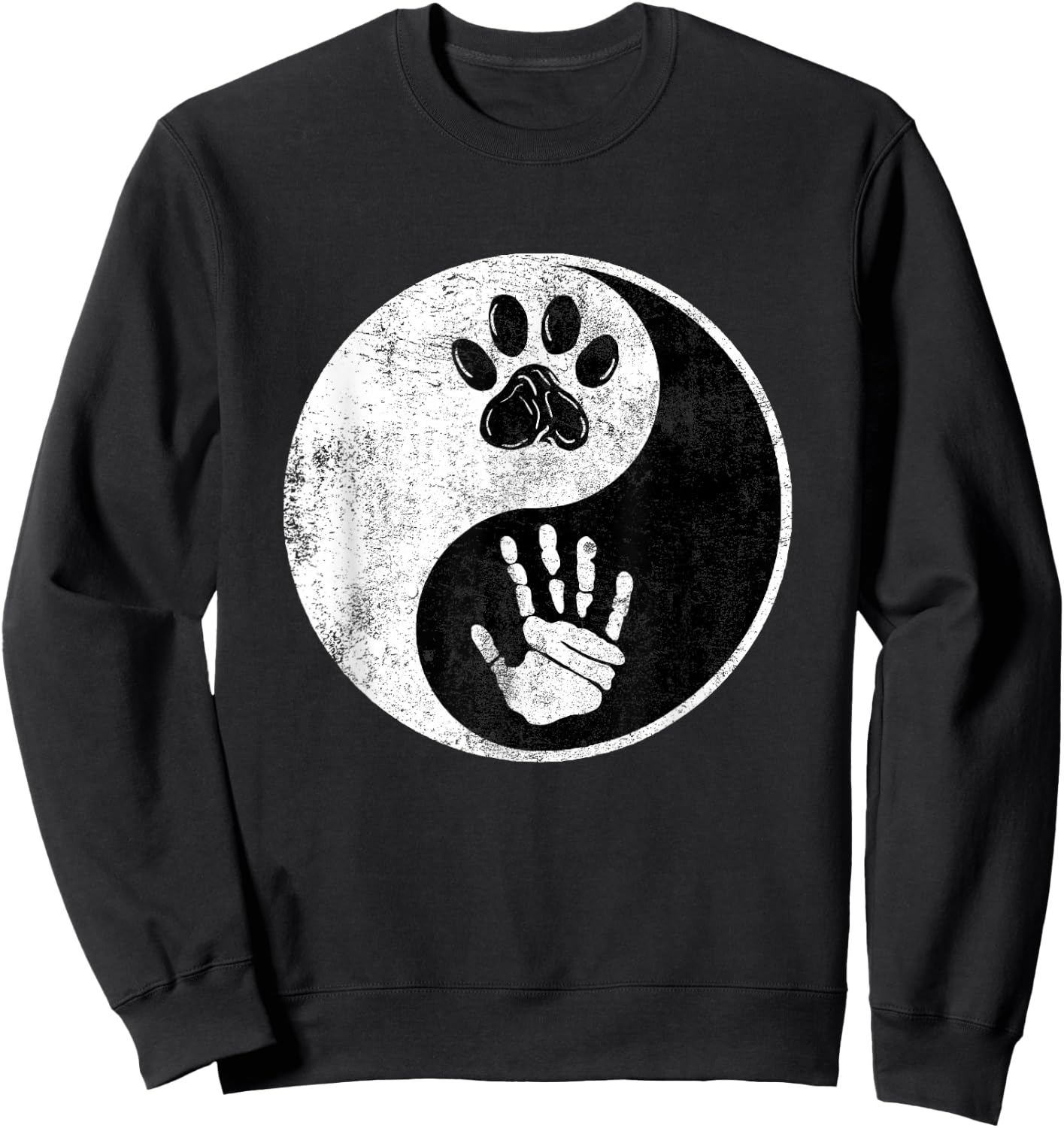 Paw Hand Yin Yang Cute Pet and Owner Harmony Balance Gift Sweatshirt - Sweatshirt | Black