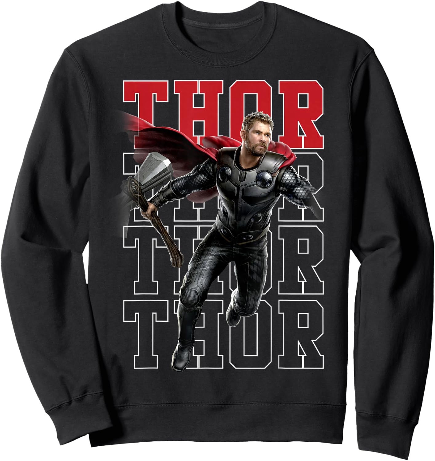 Marvel Avengers Endgame Thor Pose Name Stack Sweatshirt - Sweatshirt | Black