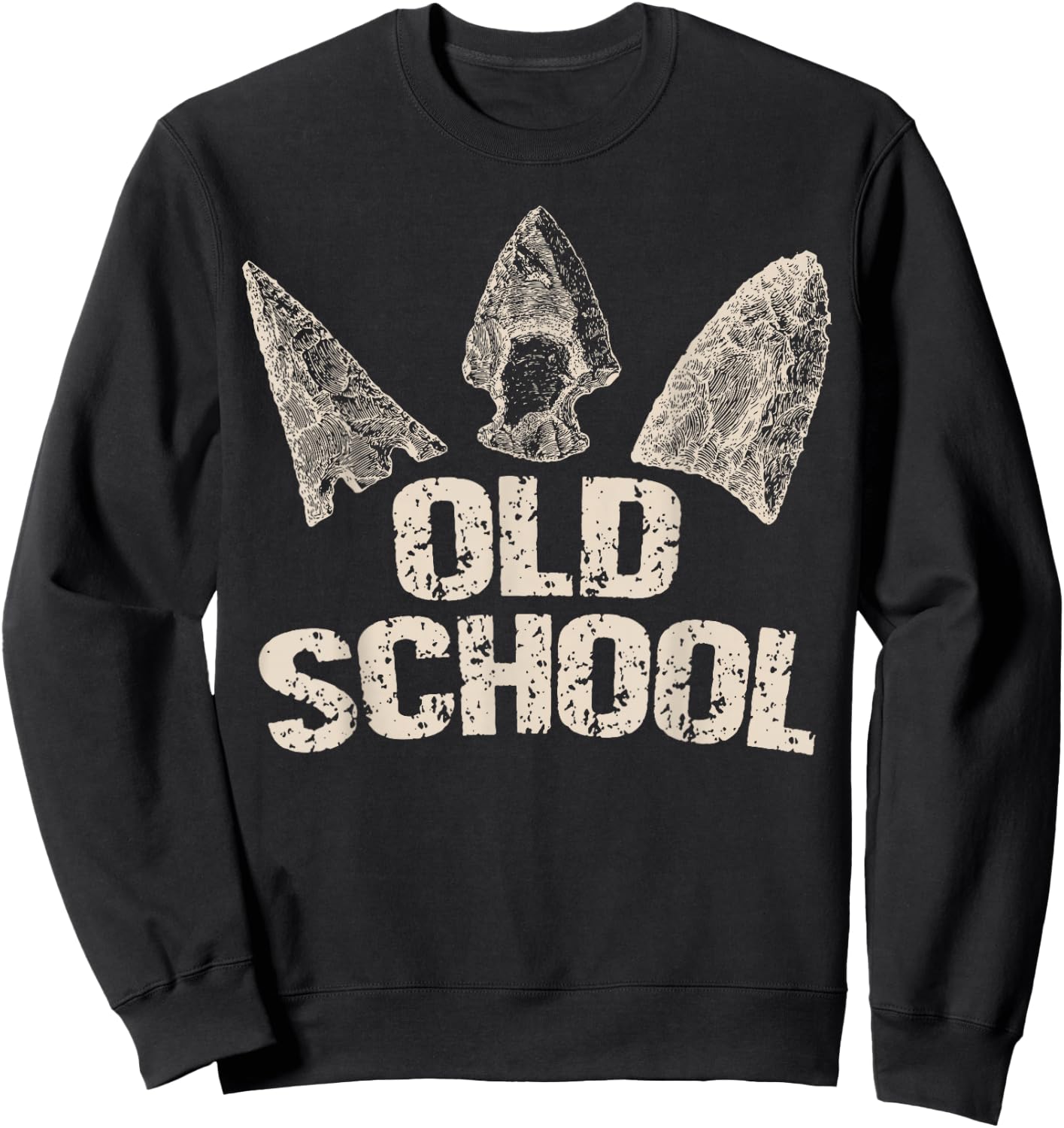 Vintage Arrowhead Hunting Old School Archery Arrow Heads Sweatshirt - Sweatshirt | Black