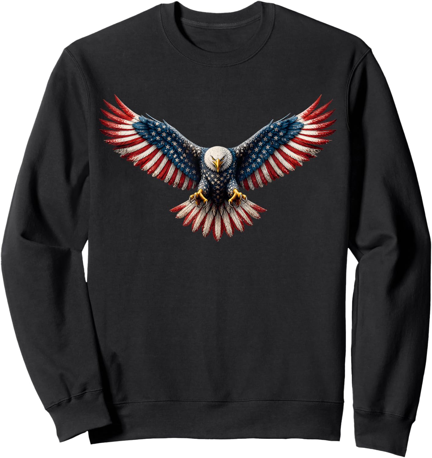 Eagle USA American Flag Fourth of July Patriotic Men Boys Sweatshirt - Sweatshirt | Black