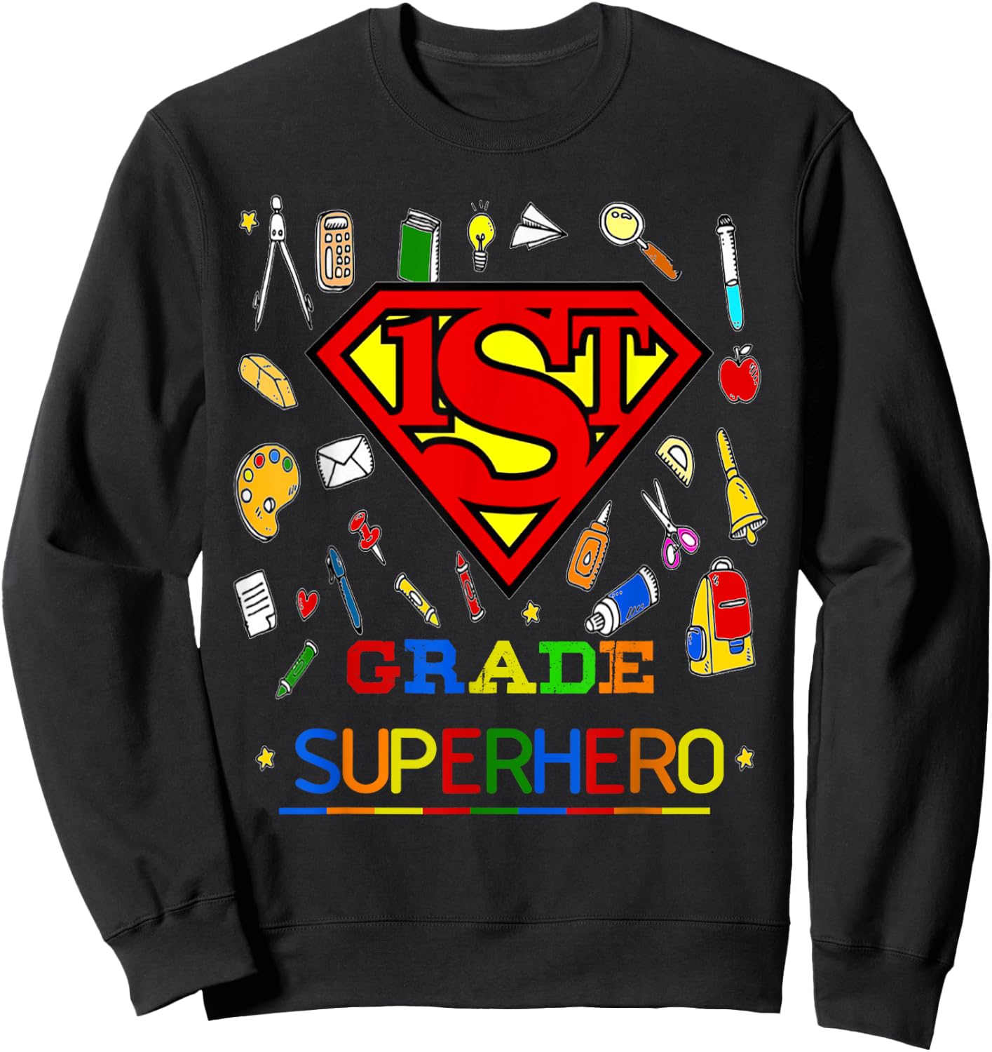 1st Grade Superhero First Grade Gift kids Sweatshirt - Sweatshirt | Black