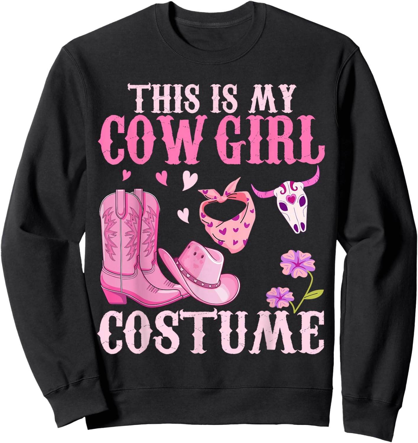 Western Cowgirl Outfit Women Cowboy Cute Cowgirl Costume Sweatshirt - Sweatshirt | Black