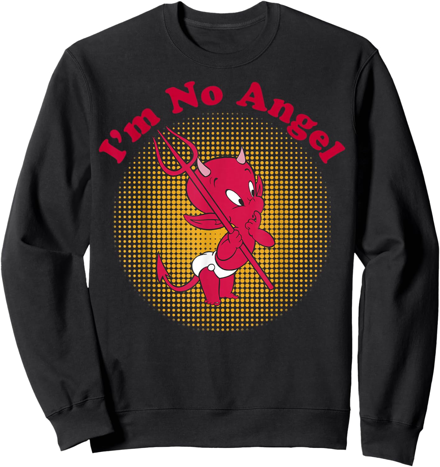 Hot Stuff The Little Devil I'm No Angel Portrait Sweatshirt - Sweatshirt | Black