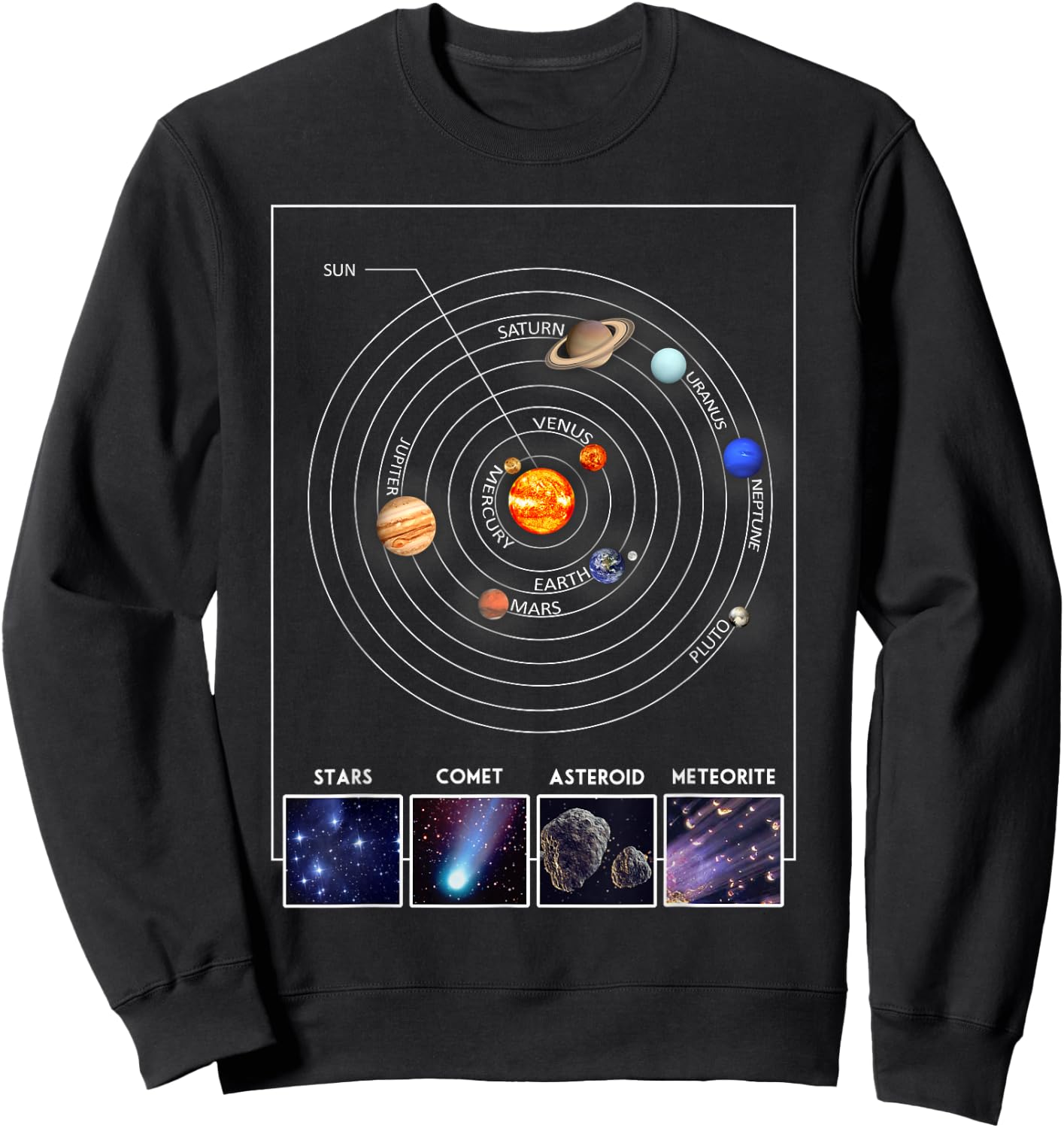 Solar System Graphic Cool Astronomy Scientist Gift Sweatshirt - Sweatshirt | Black