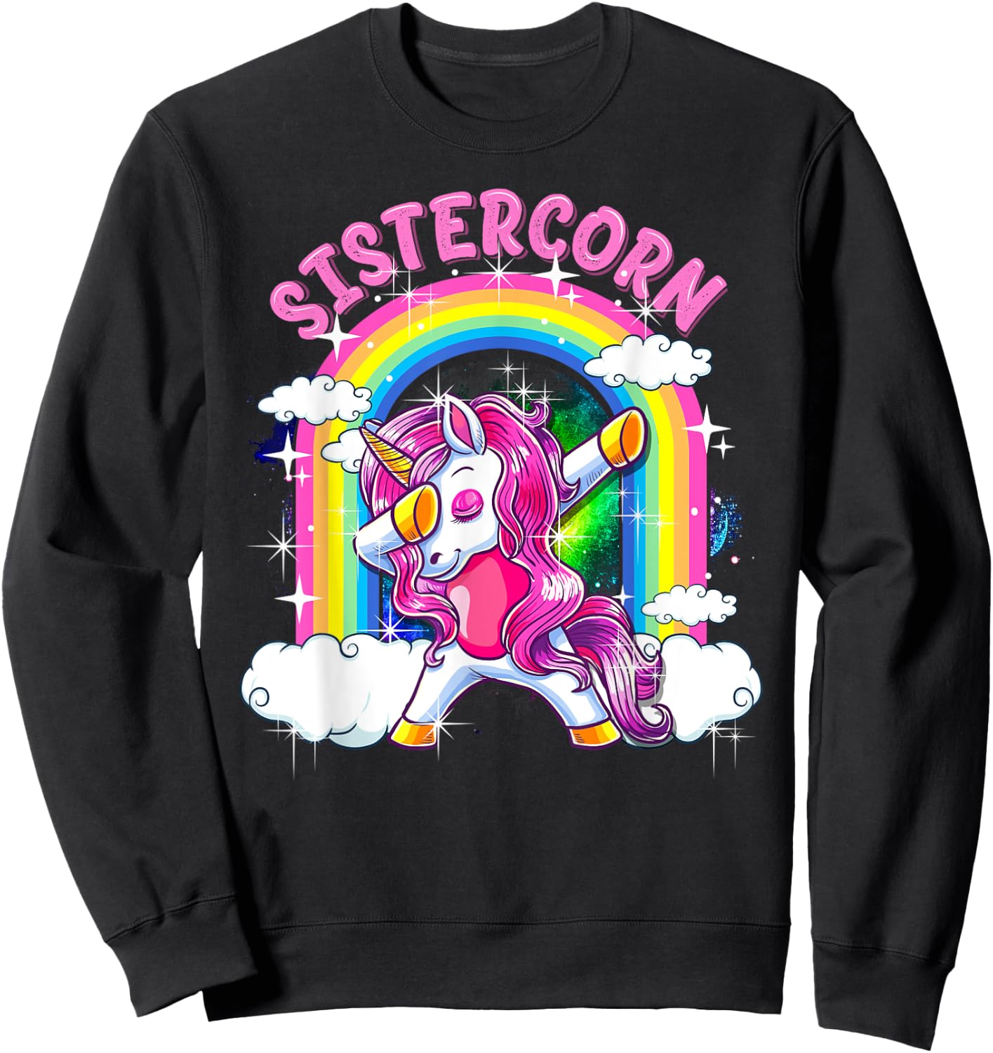 Sistercorn Shirt Dabbing Unicorn Cute Sister Gifts Sweatshirt - Sweatshirt | Black