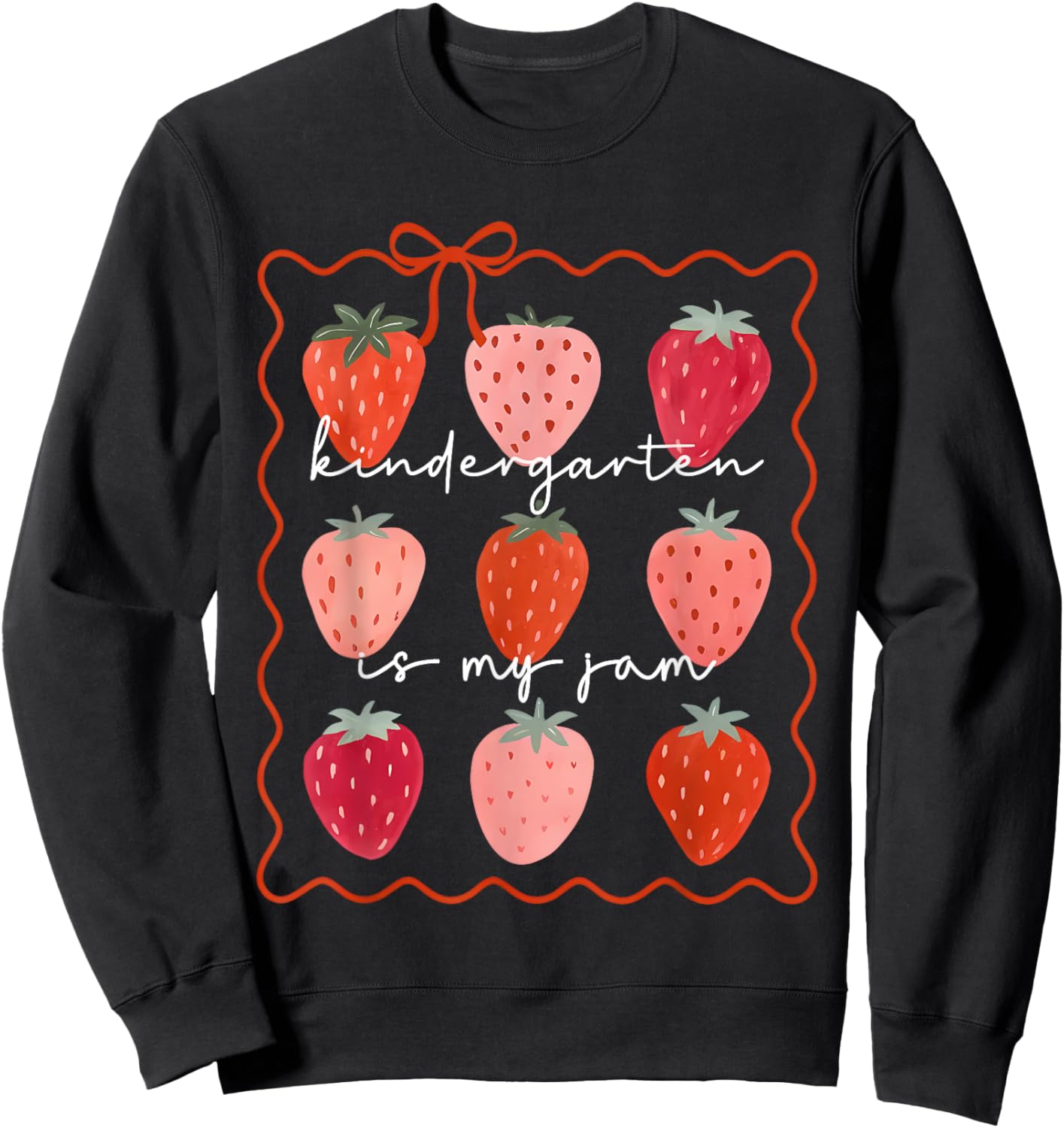 Groovy Kindergarten is My Jam Strawberry Kinder Team Teacher Sweatshirt - Sweatshirt | Black