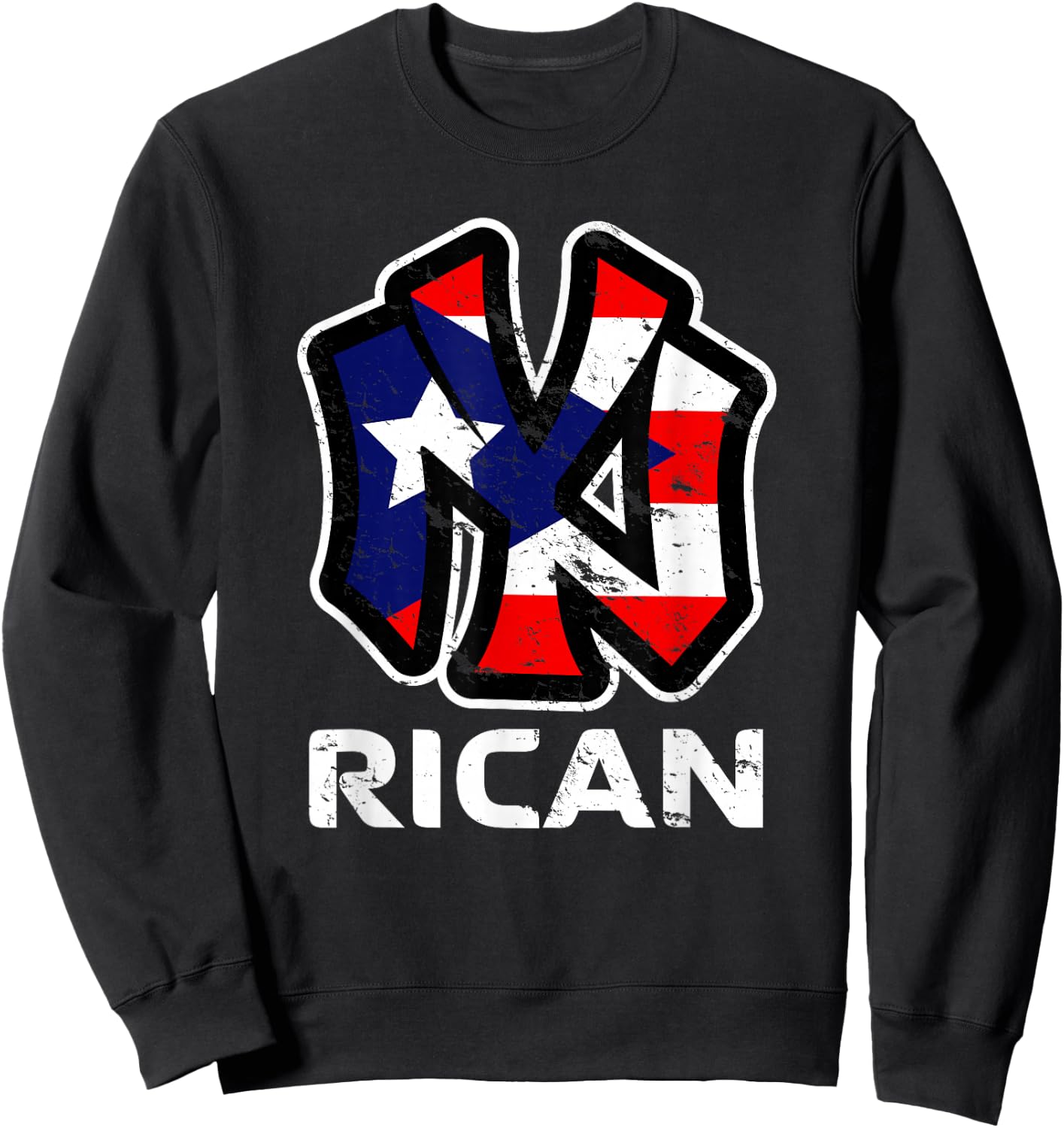 Proud Nuyorican Puerto Rico Sweatshirt - Sweatshirt | Black