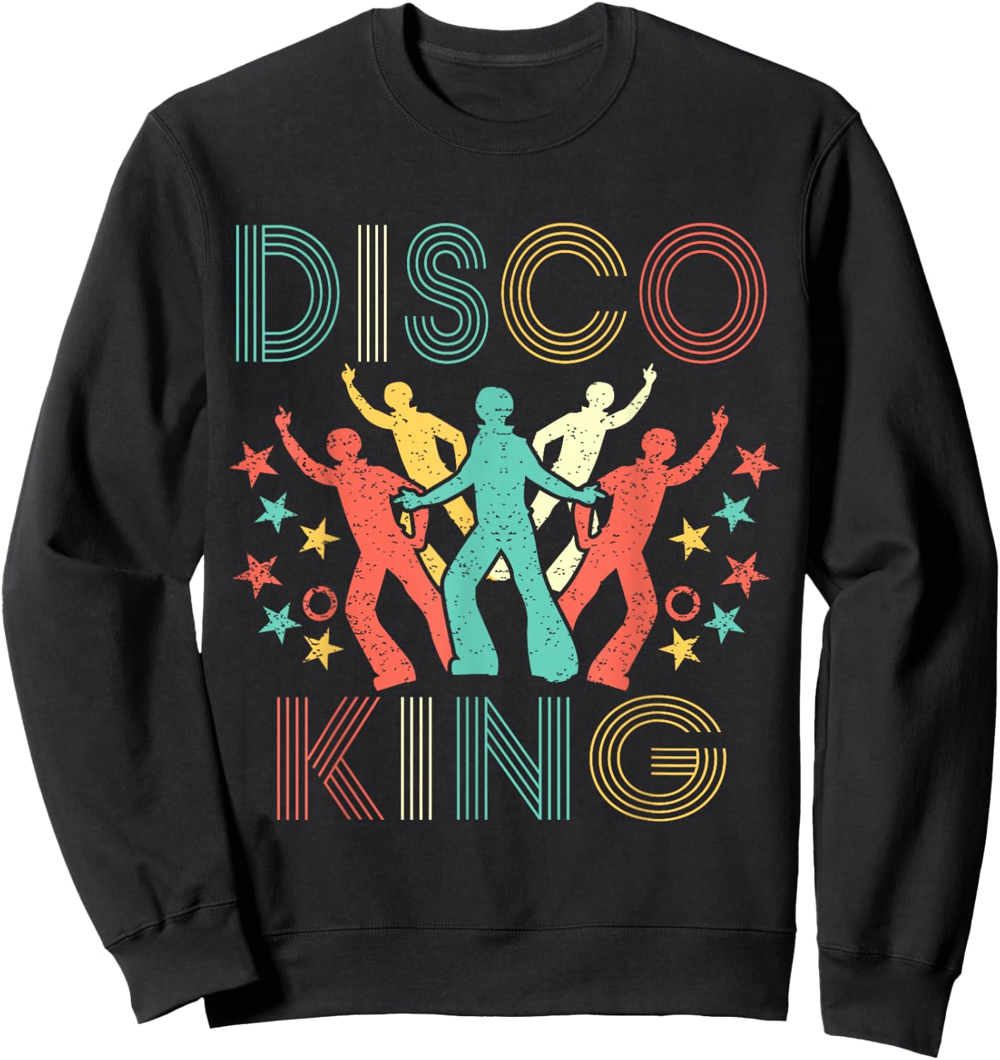 Disco King Men 1970s 1980s Distressed Dance 70s Sweatshirt - Sweatshirt | Black
