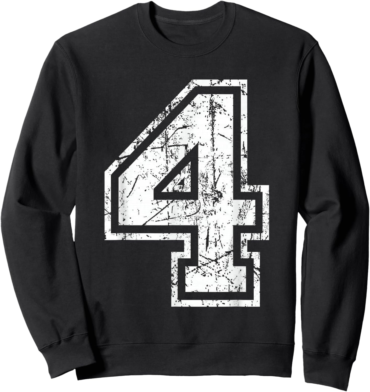 Sports Jersey Grunge Number 4 Fan Team Player Birthday Sweatshirt - Sweatshirt | Black
