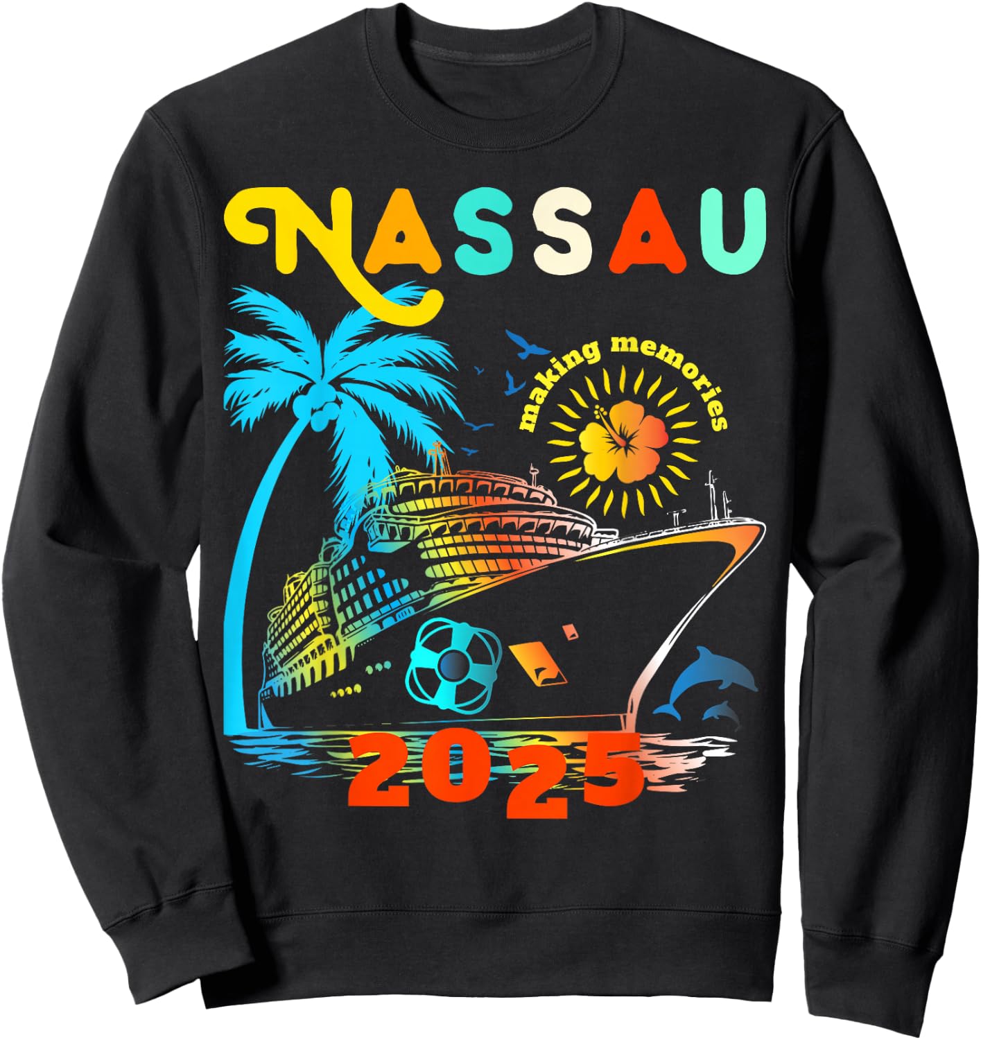 Nassau Cruise 2025 Cruising Together Bahamas Family Matching Sweatshirt - Sweatshirt | Black