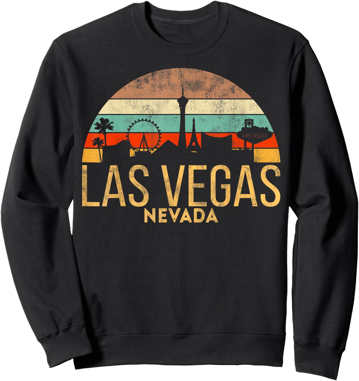 Vintage LAS Vegas Souvenir Holiday Gift Nevada City Sweatshirt - Sweatshirt | Black