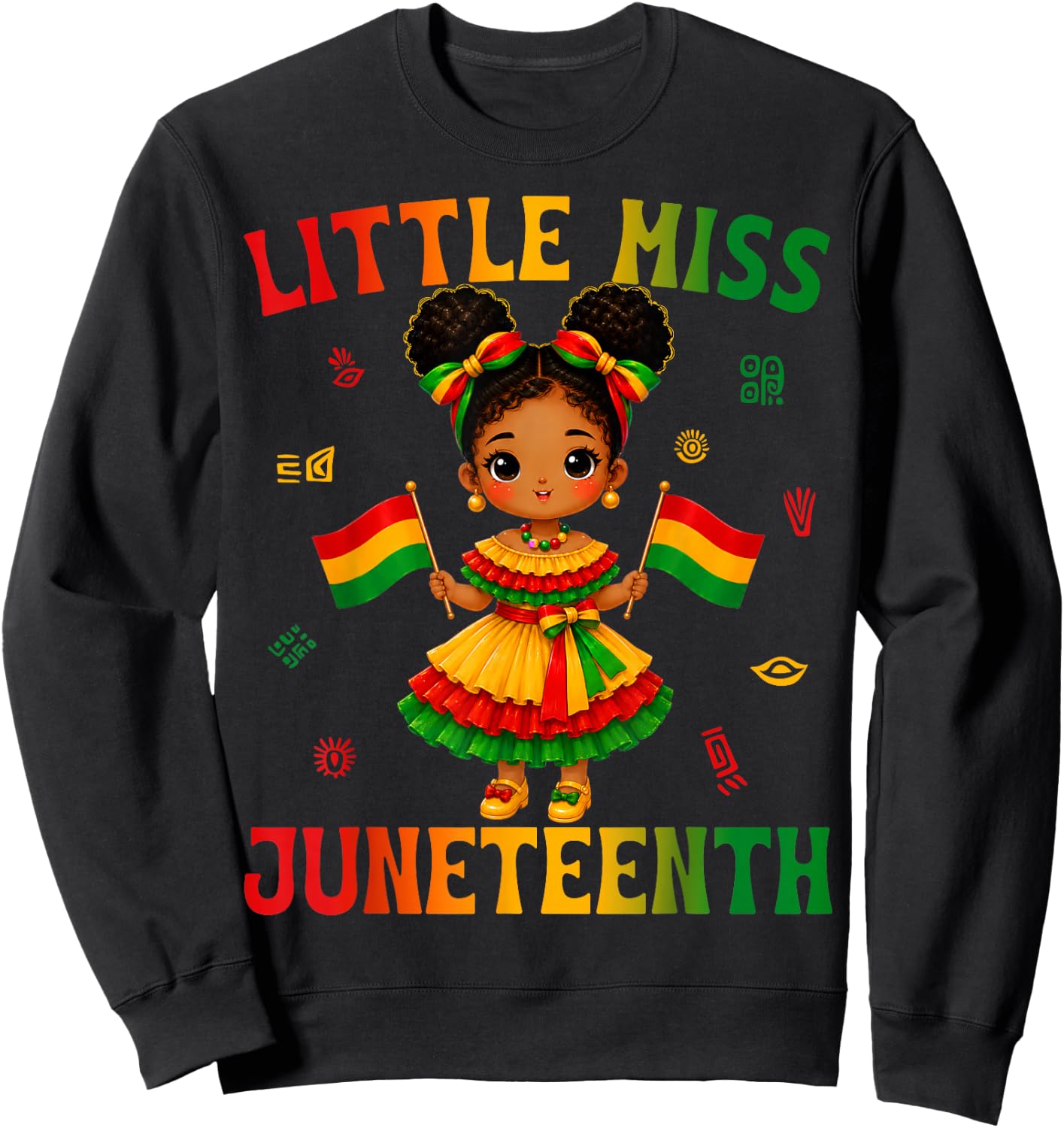 Cute Little Miss Juneteenth Black African Girl Kids Toddlers Sweatshirt - Sweatshirt | Black