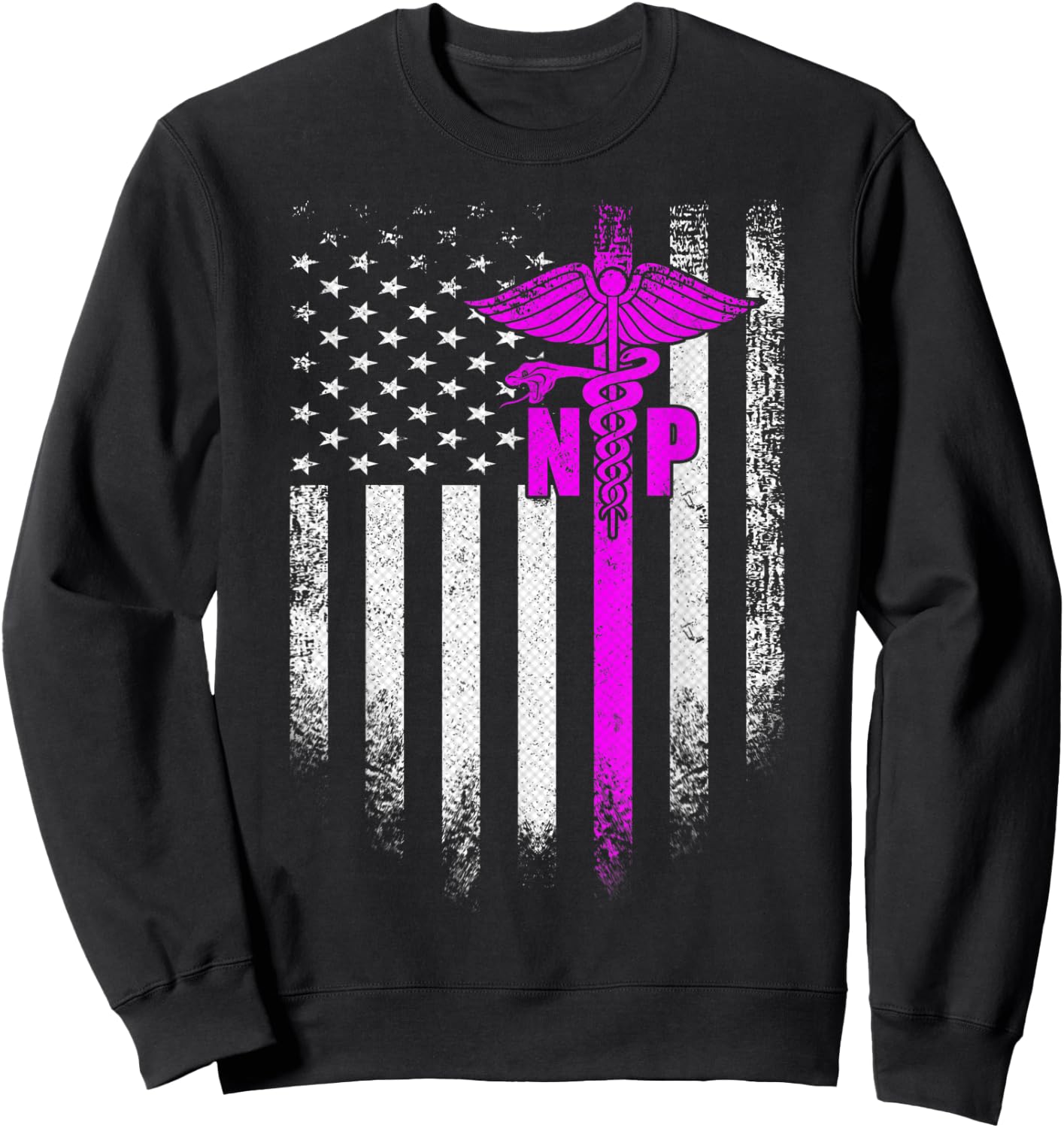 Vintage USA NP Nurse Practitioner American Flag Patriotic Sweatshirt - Sweatshirt | Black