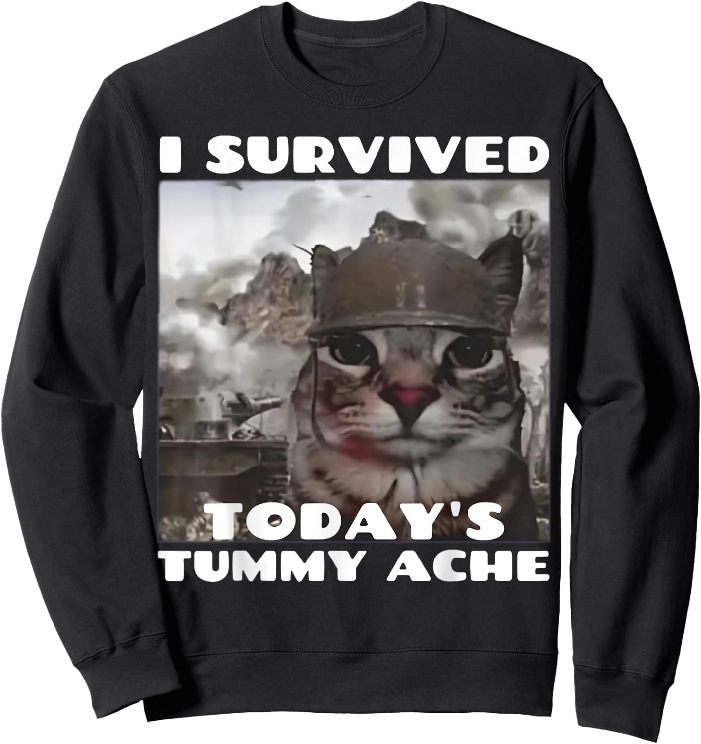 I Survived Today's Tummy Ache Meme Tummy Ache Survivor IBS Sweatshirt - Sweatshirt | Black